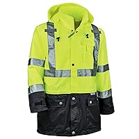 Ergodyne Standard Class 3 Hi-vis Rain Jacket Black Bottom