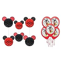 Mickey Birthday Party Decorations - Mickey Inspired Honeycomb Hanging Mouse Ears - Mickey Latex Balloon Set - Mickey Party Decor Bundle by Jolly Jon (Latex Air Balloons)