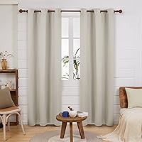Deconovo Grommet Blackout Curtains for Bedroom, Room Darkening Thermal Insulated Window Curtain, Light Beige, 42x84 Inch, 1 Panel