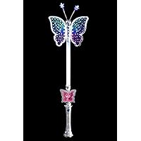 Smiffys Butterfly Wand Light-Up Multi Function, 40 cm - Silver