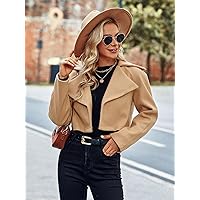 Women's Coats Women's Winter Coats Raglan Sleeve Open Front Overcoat Warmth Special Autumn and Winter Fashion Novel (Color : Camel, Size : X-Large)