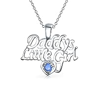 Daddys Little Blue Inlay Created Opal Pendant Necklace For Daughter For Teen .925 Sterling Silver October Birthstone