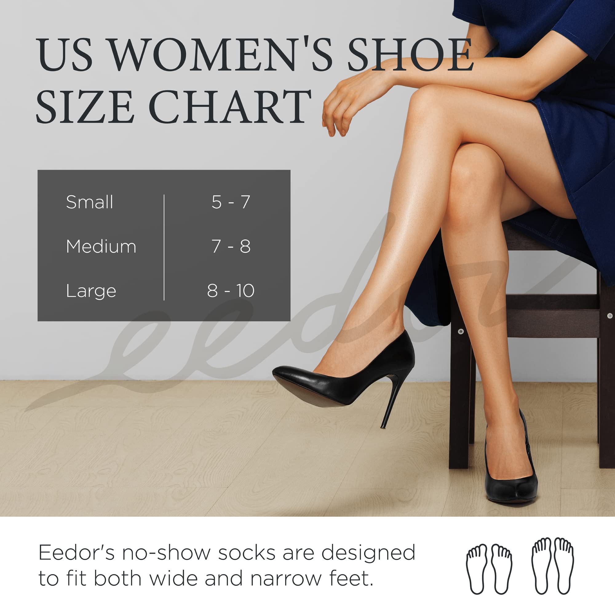 Eedor No Show Socks Womens Non Slip Low Cut Socks for Women