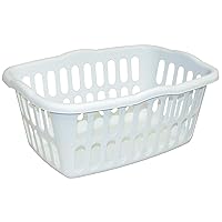 Sterilite 1.5 Bushel Rectangular Laundry Basket, Plastic, Classic Design for Carrying Clothes to and from the Laundry Room, White, 12-Pack