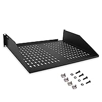 Pyle 19-Inch 2U Server, Vented Shelves for Good Air Circulation, Cantilever, Wall Rack, Universal Device, Cabinet Shelf, Computer Case Mounting Tray, Black (PLRSTN22U), 1 Unit