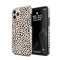 BURGA Phone Case Compatible with iPhone 11 PRO - Hybrid 2-Layer Hard Shell + Silicone Protective Case -Black Polka Dots Pattern Nude Almond Latte - Scratch-Resistant Shockproof Cover