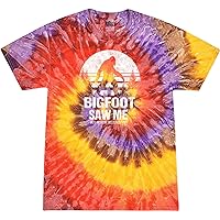 Bigfoot Saw Me Retro Sasquatch Tie Dye Spiral Streak Classic Fit Crewneck Short Sleeve T-Shirt for Mens Women Adult T-Shirt