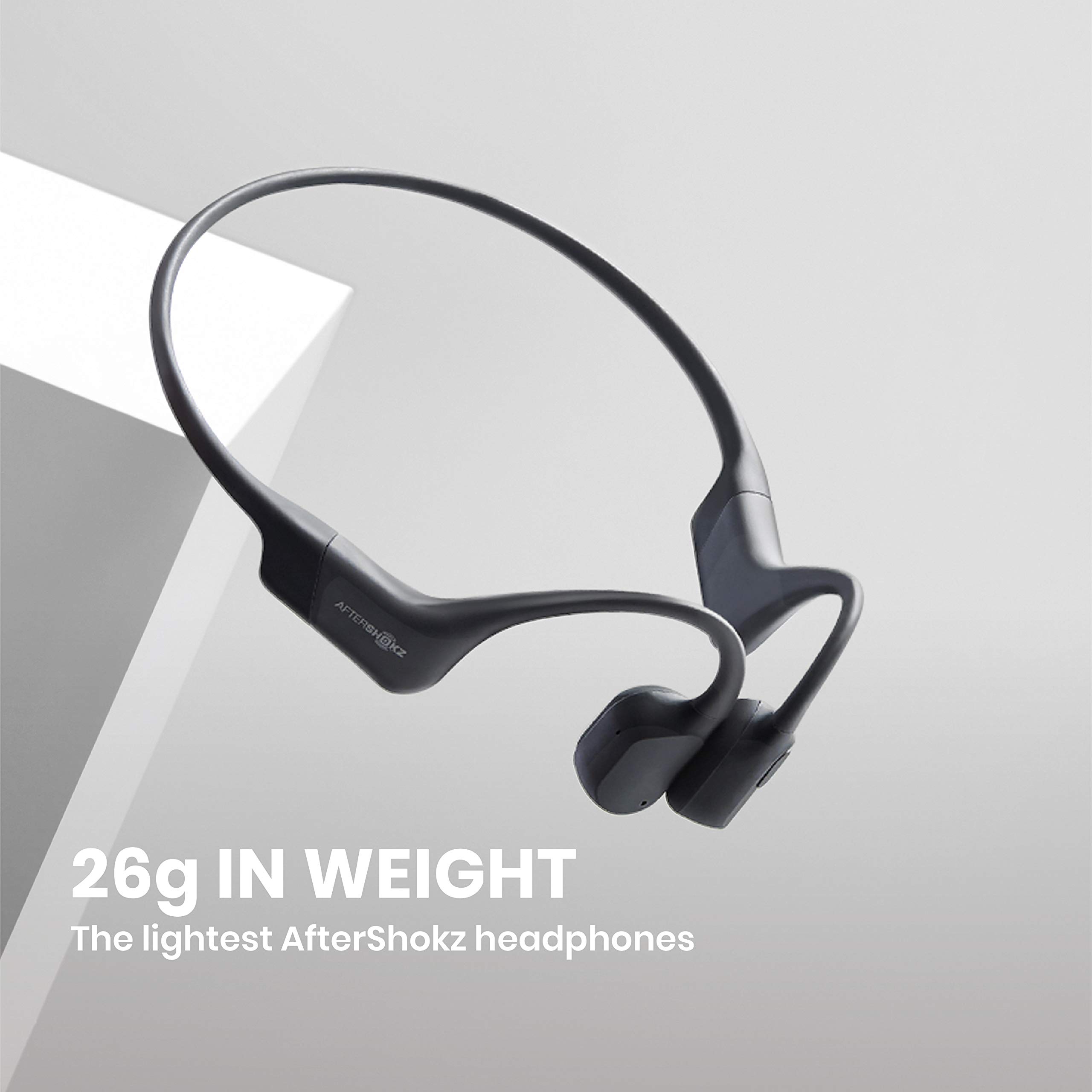 Aftershokz Aeropex (Rebranded as Shokz OpenRun) - Open-Ear Bluetooth Bone Conduction Sport Headphones - Sweat Resistant Wireless Earphones for Workouts and Running - Built-in Mic - with Sport Belt