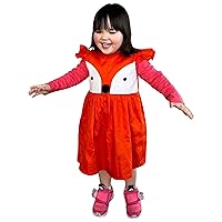 Sabai Living Fox Theme Casual Dress for Toddler Girls 3-5 Years Old, 100% Cotton, Cutie with Style, Street Fashion for Your Love Ones, Size 4T Orange