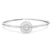 1/2 cttw Lab Grown Diamond Bangle Bracelet for Women 14K White Gold Round Prong set