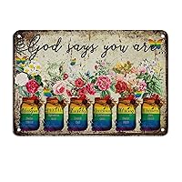 Gay Pride Rainbow LGBT Same Gay Signs Bible Verse God Says You Are Metal Sign Butterfly Vase Metal Sign Rustic Wall Art Farmhouse Decorative Sign For Bedroom Cafe Bar Office Garage 8X12 Inch