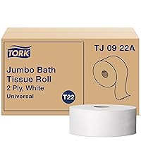 Jumbo Toilet Paper Roll White T22, Universal, 2-ply, 12 x 1000', TJ0922A