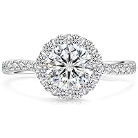 KRKC&CO Moissanite Rings for Women, 0.5ct,1ct, 1.6ct, 2ct Solitaire, 3 Stones Engagement Rings, D Color VVS1 Clarity Round Cut Lab Created Diamond Rings in S925 Sterling Silver Plated with White Gold, Promise Bridal Wedding Rings, Anniversary for Her