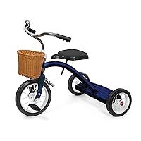 KRIDDO Classic All Metal Toddler Trike, Gift for Boys and Girls Ages 2 to 4 Year Old, Tricycle for 1 to 3 Year Olds, Sturdy Rear Deck, Deluxe Steer and Ergonomics Grip, Indoor and Outdoor, Blue