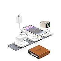 TG90 Wireless Charger 3 in 1 Foldable Magnetic Charging Station, Travel Wireless Charging pad for Multiple Devices Compatible with iPhone 14/13/12 Series, AirPods 3/2/pro, iWatch (Adapter Included)