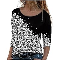 Tops for Women Summer Fall Crewneck Gradient Floral Graphic Loose Fit Long Tops Shirt Blouses Women 2024 Y2K