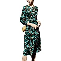 French Retro Silk Dress Spring Women's Clothing Autumn and Winter with Long Sleeves and Slim Mid-Length Skirt