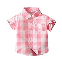 Big Boy Toddler Boys Short Sleeve Fashion Plaid Shirt Tops Coat Outwear for Boys Clothing Top Stem Boys