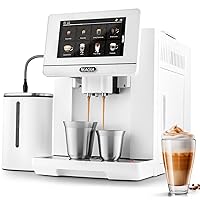 Zulay Kitchen Magia Super Automatic Espresso Machine with Grinder - Espresso Maker with Milk Frother & Insulated Milk Container- Cappuccino & Latte Machine - Touch Screen, 19 Recipes, 10 Profiles