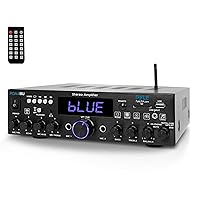 Pyle Wireless Bluetooth Home Stereo Amplifier-Multi-Channel 200W Power Amplifier Home Audio Receiver System w/Optical/Phono/Coaxial,FM Radio,USB/SD,AUX,RCA,Mic in-Antenna,Remote-Pyle PDA4BU
