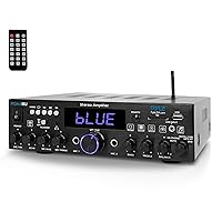 Pyle Wireless Bluetooth Home Stereo Amplifier - Multi-Channel 200W Power Amplifier Home Audio Receiver System w/Optical/Phono/Coaxial, FM Radio, USB/SD,AUX,RCA, Mic in - Antenna, Remote - PDA4BU.5