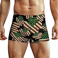 Vintage Clover Irish American Flag Men's Waist Boxer Briefs Breathable Underwear Soft Stretch Trunks