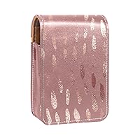 DIY Mini Lipstick case with mirror For Purse, Rose Gold Dots Leather Cosmetic Makeup Holder Bag, Holds 3 Regular Sized Tubes for Travel Party