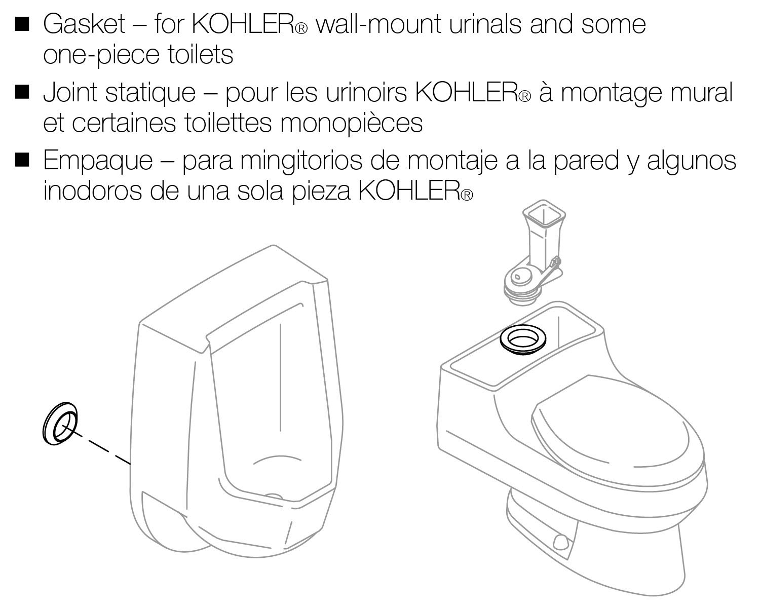 KOHLER GP53410 Part Urinal Gasket, 1 Count (Pack of 1), Red