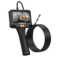 Acekool 2M Bi-Directional Articulating Borescope with Illuminated Video Inspection Mirror, IP67 Waterproof LED Lights, 5-Inch Serpentine Camera for Automotive and Mechanics