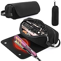 Layer Hair Tools Travel Bag, 2 in 1 Hair Travel Bag with Heat Resistant Pad, Portable Storage Bag for Hair Straighteners, Curling Iron and Hair Care Accessories