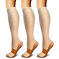 FEYHAY Copper Compression Socks (3 Pairs) 15-20 mmHg Circulation is Best Athletic & Daily for Men & Women, Running, Climbing