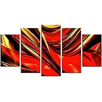 Red Lava Ribbons Metal Wall Art - MT3031 - 60x32 - 5 Panels