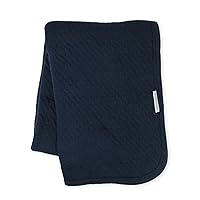 HonestBaby Organic Cotton Matelasse Reversible Receiving Blanket, Navy, One Size