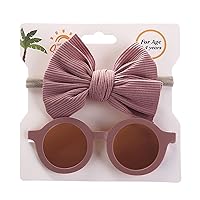 Baby Sunglasses 0-36 Months Baby Girl Sunglasses Headband Sunglasses Set Cute Polarized for Toddler Newborn Infant Elastic Photography Props (Color : Purple)