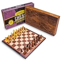Deluxe Vintage Wooden Chess Box Game Set - Includes 32 Iconic Pieces on a 10.5