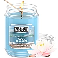 Scented Ocean Blue Mist Fragrance, One 18 oz. Single-Wick Aromatherapy Candle with 110 Hours of Burn Time, Light Color (Individual Box)
