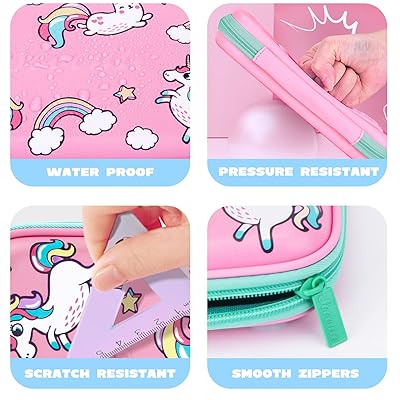 Pencil Case for Girls,Cute Unicorn Stationery Set for Kids,3D EVA Pencil  Pen Box Organizer with Compartment, School Supplies for Kids School Gifts