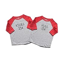 Twin Valentine's Shirts Hugs/Kisses 25 Cents - Toddler Boy/Girl Valentines Tees Raglans - Trendy Valentines Siblings