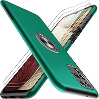 JAME for Samsung Galaxy A12 Case with [2 Pack] Tempered-Glass Screen Protector, Slim Soft Bumper Protective Case for Samsung A12 Case, with Invisible Ring Holder Kickstand for Galaxy A12 Case, Green