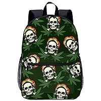 Skull Weed Travel Laptop Backpack Lightweight 17 Inch Casual Daypack Shoulder Bag for Men Women