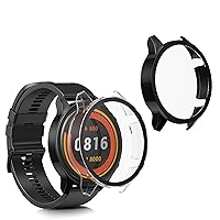 kwmobile 2x Case for Xiaomi Mi Watch/Mi Watch Color Sport Cover - Full Body Glass Shockproof Ultra Thin Black/Transparent