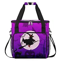 Halloween Wizard Bat Black Cat Coffee Maker Carrying Bag Compatible with Single Serve Coffee Brewer Travel Bag Waterproof Portable Storage Toto Bag with Pockets for Travel, Camp, Trip