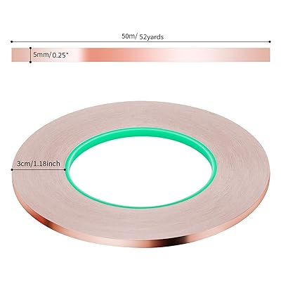 tifanso Copper Tape Copper Foil Tape Conductive Adhesive Tape with Double  Sided for Stained Glass, EMI Shielding, Electrical Repairs, Guitar