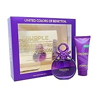 Benetton United Colors Purple for Women 2piece Set (2.7 Oz Eau De Toilette+ 2.5 Oz Body Lotion), 5.2 Oz