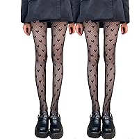 Women Patterend Fishnet Tights High Waist Fashion Stockings Pantyhose for Party, 2 Pairs