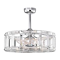 Warehouse of Tiffany Luna 25 Inch Crystal Shade Fandelier with Light,Chrome