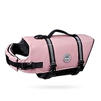 VIVAGLORY Ripstop Dog Life Jacket for Small Medium Large Dogs Boating, Swimming Vest for Dogs with Enhanced Visibility & Buoyancy, Sakura Pink