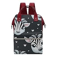 Cartoon Zebra Face Travel Backpack Diaper Bag Lightweight Mommy Bag Shoulder Bag for Men Women