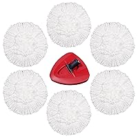 6+1 Pack Compatible with Spin-Mop-Replacement-Head Easy-Wring 1 Tank System Triangle Microfiber Spin Mop Head Replacement Refills, with 1 Rotating Mop Base,Easy Cleaning Floor Mop Head, White