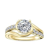 Split Embrace Pave Diamond Engagement Ring In 18k Yellow Gold Plated